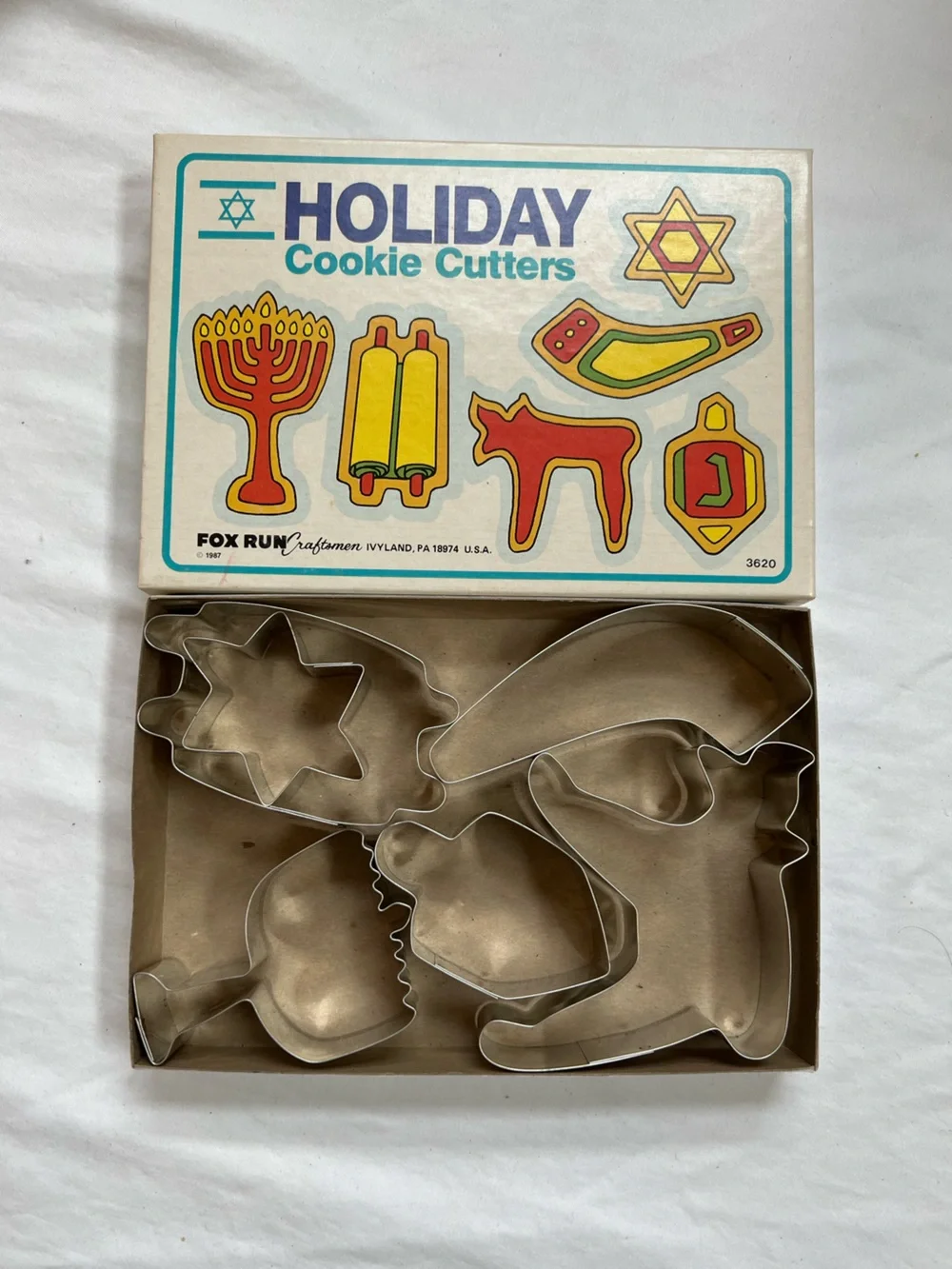 Jewish Cookie Cutters Set of 6 Fox Run Metal Hanukkah Vintage Holiday Cutters